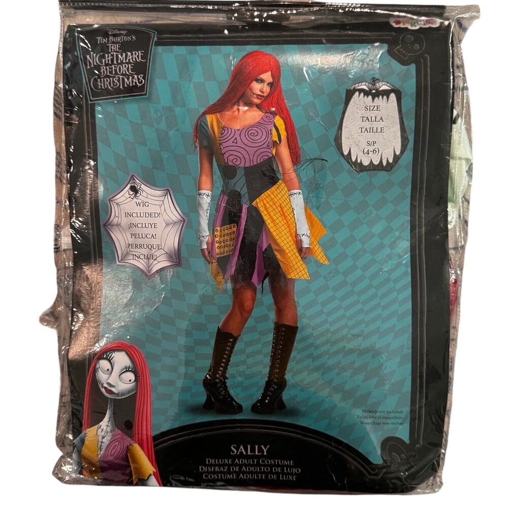 Disney Sally Deluxe Adult Costume with Wig Nightmare Before Christmas Small 4-6